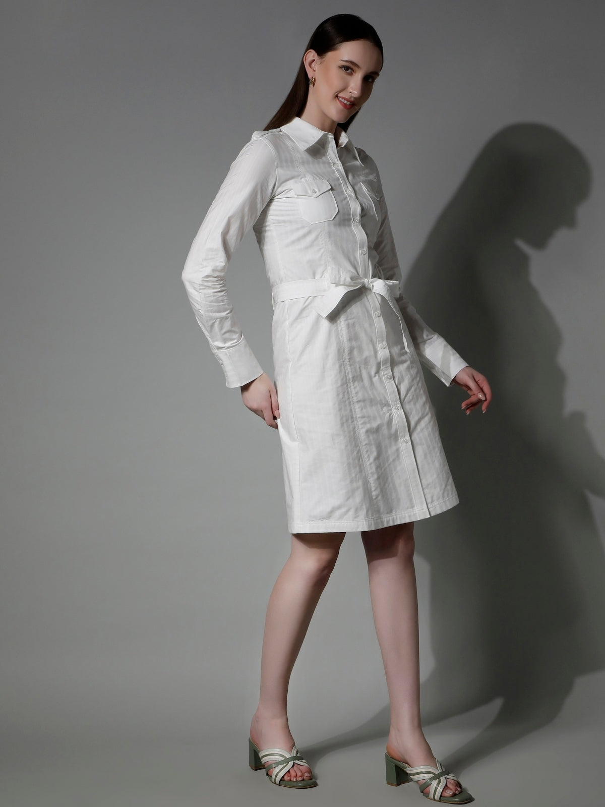 5250 AEGLE STRIPED KNEE LENGTH DRESS