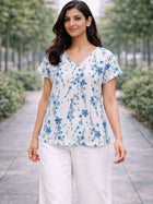 Airy Linen Printed Tops-CF-008