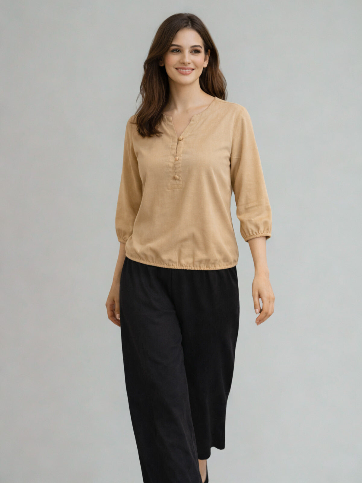Pack Of 2 Beige and Cream Viscose Waist-Fit Tops