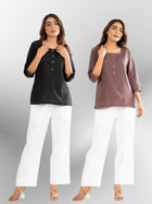Black & Chocolate Everyday Cotton Square Neck Top