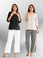 Black & Light Grey Everyday Cotton Square Neck Top