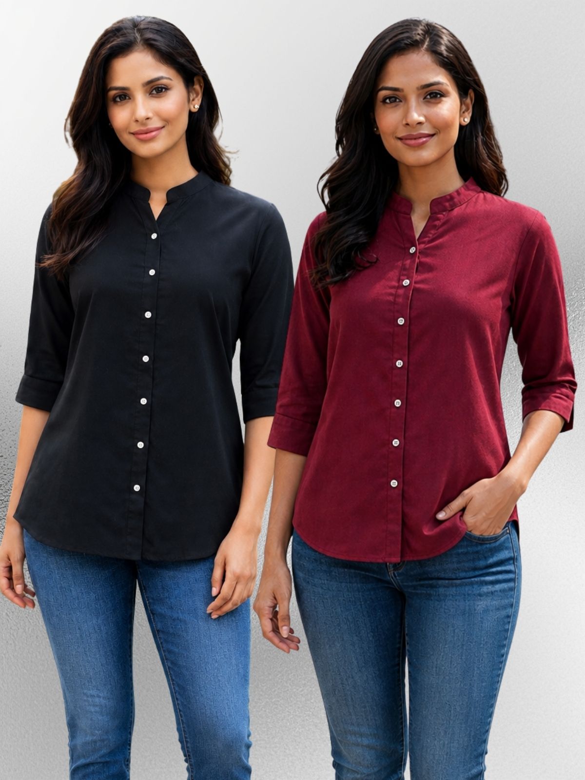 Black & Wine Viscose Regular Fit Shirts Combo