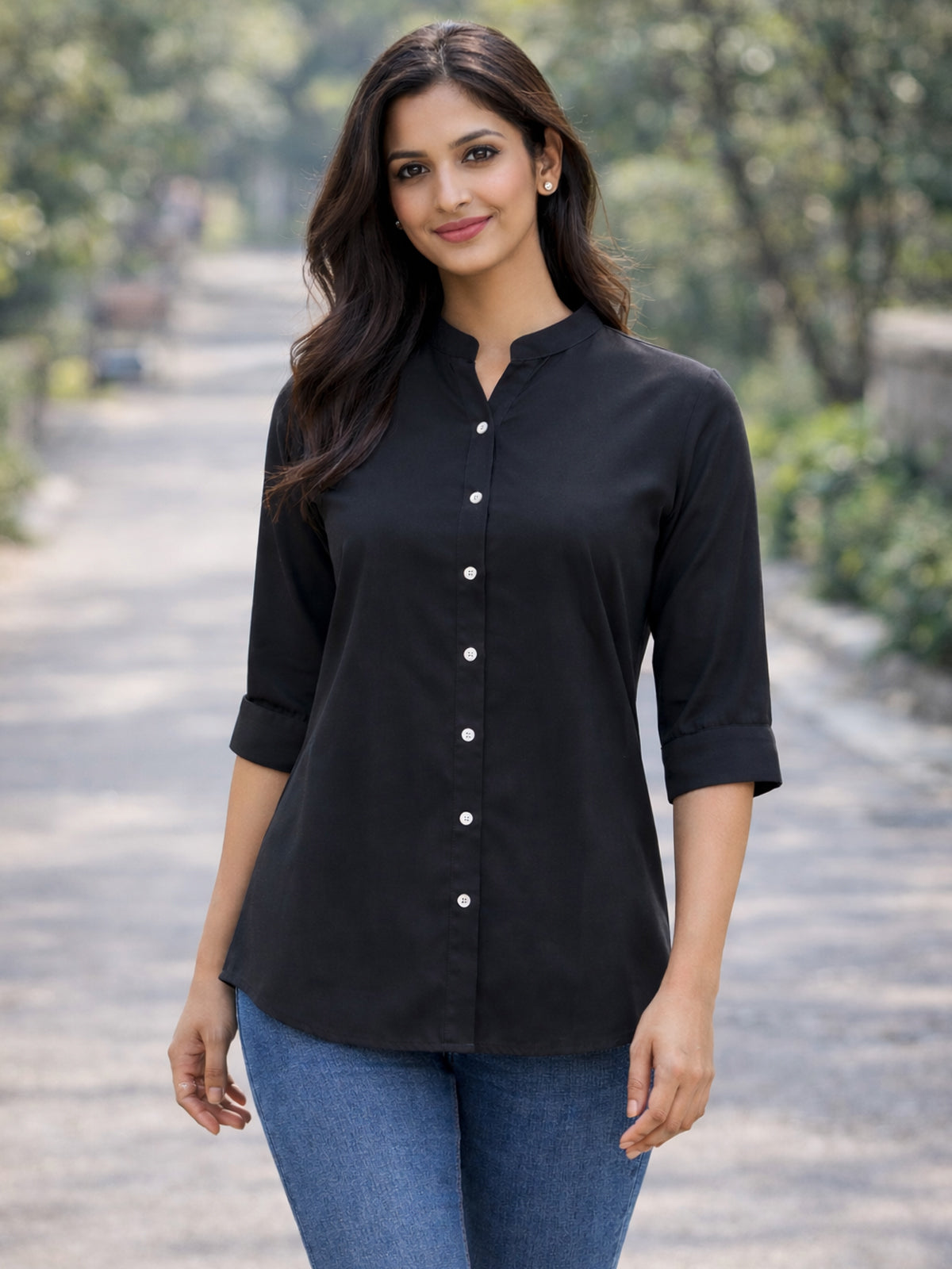 Black & NavyBlue Viscose Regular Fit Shirts Combo
