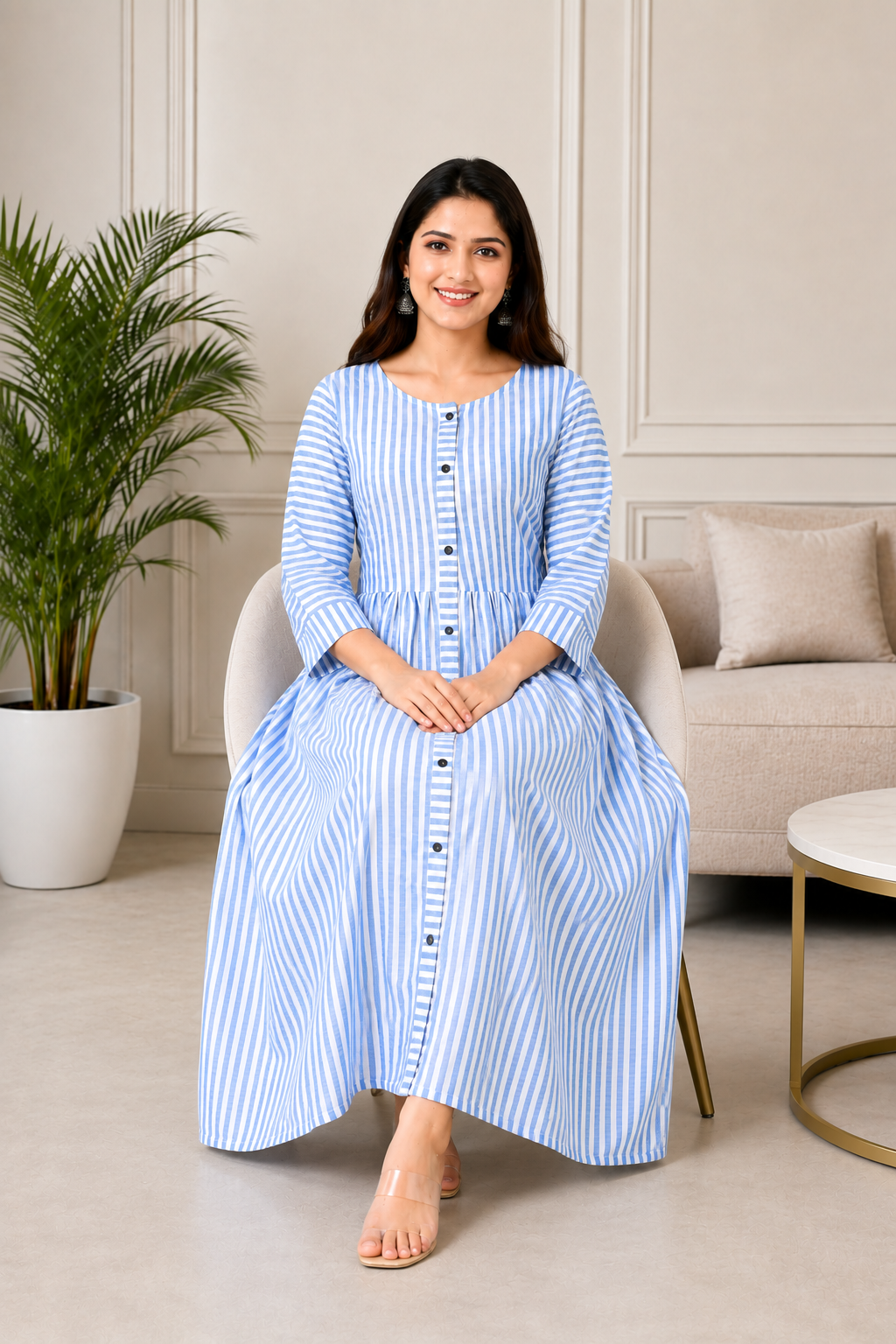 Blue Stripe Maxi Dress