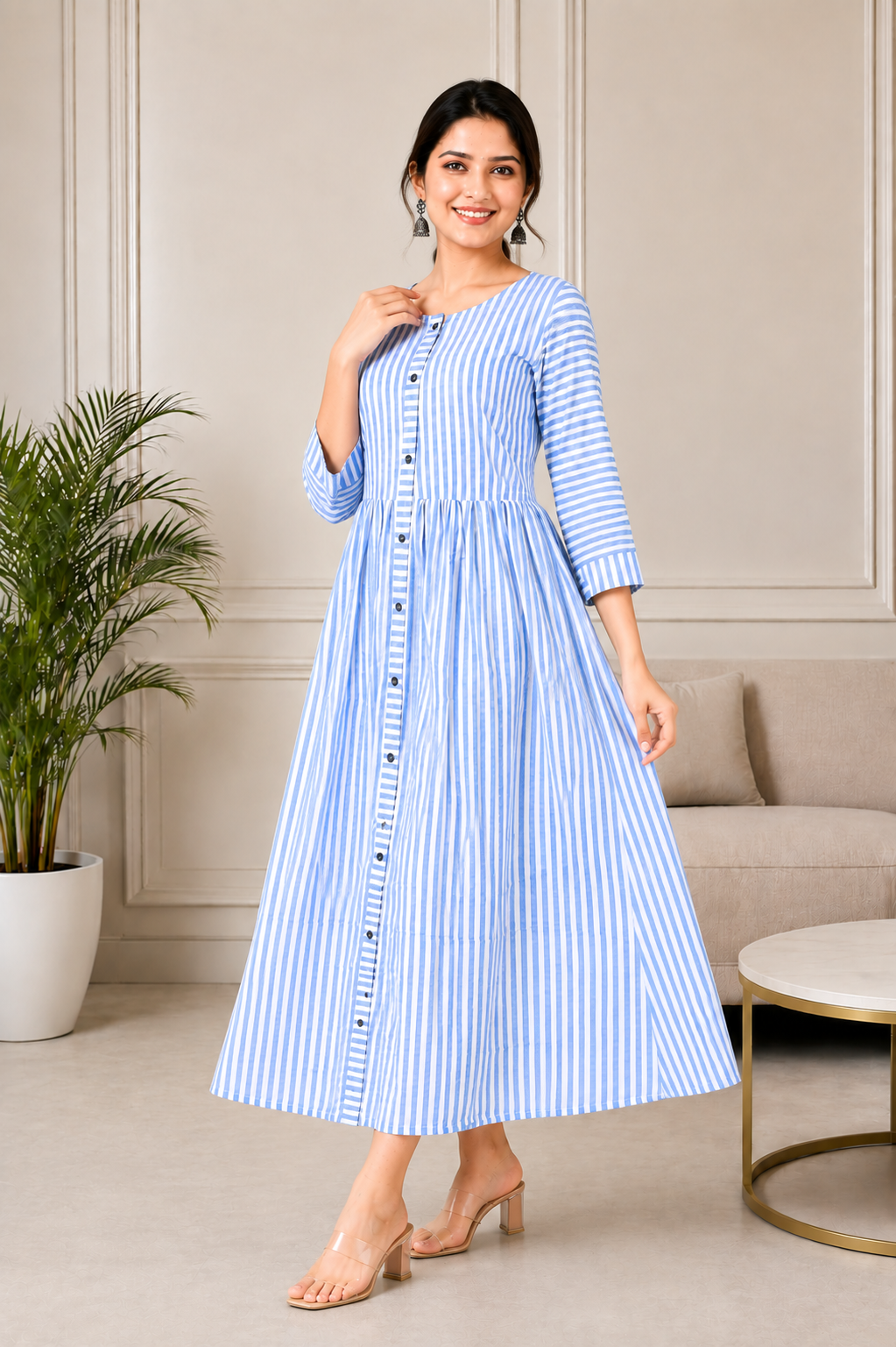 Blue Stripe Maxi Dress