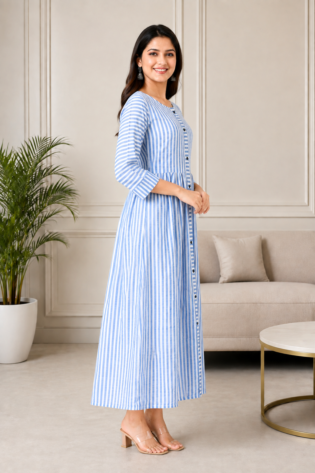 Blue Stripe Maxi Dress