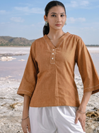 Brickred Handloom Anchor Thread Top