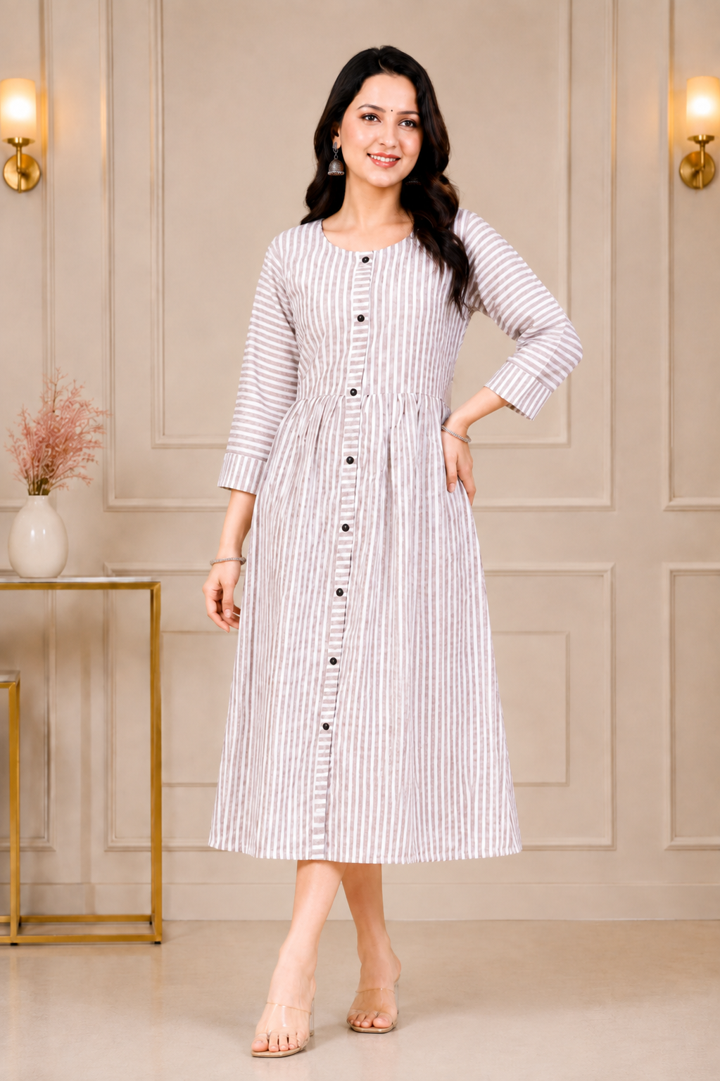 Brown Stripe Maxi Dress