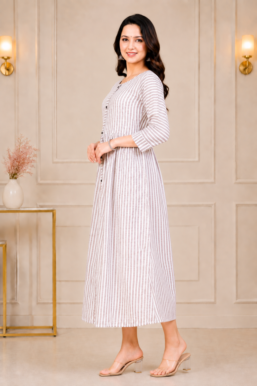 Brown Stripe Maxi Dress