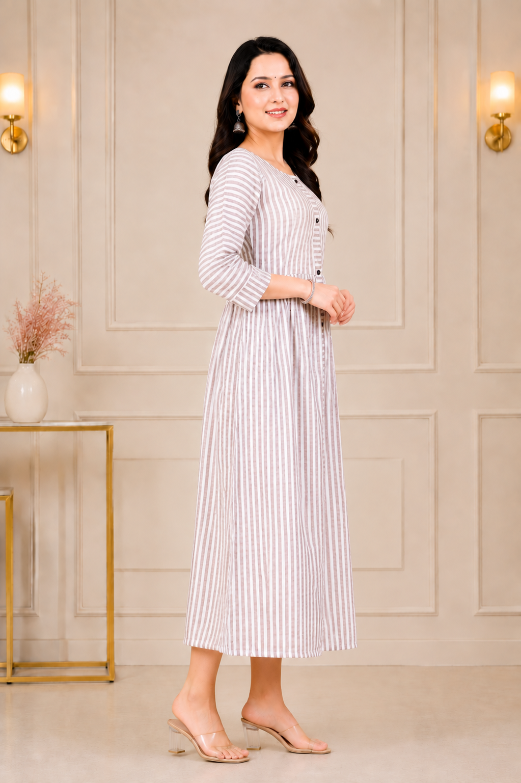 Brown Stripe Maxi Dress