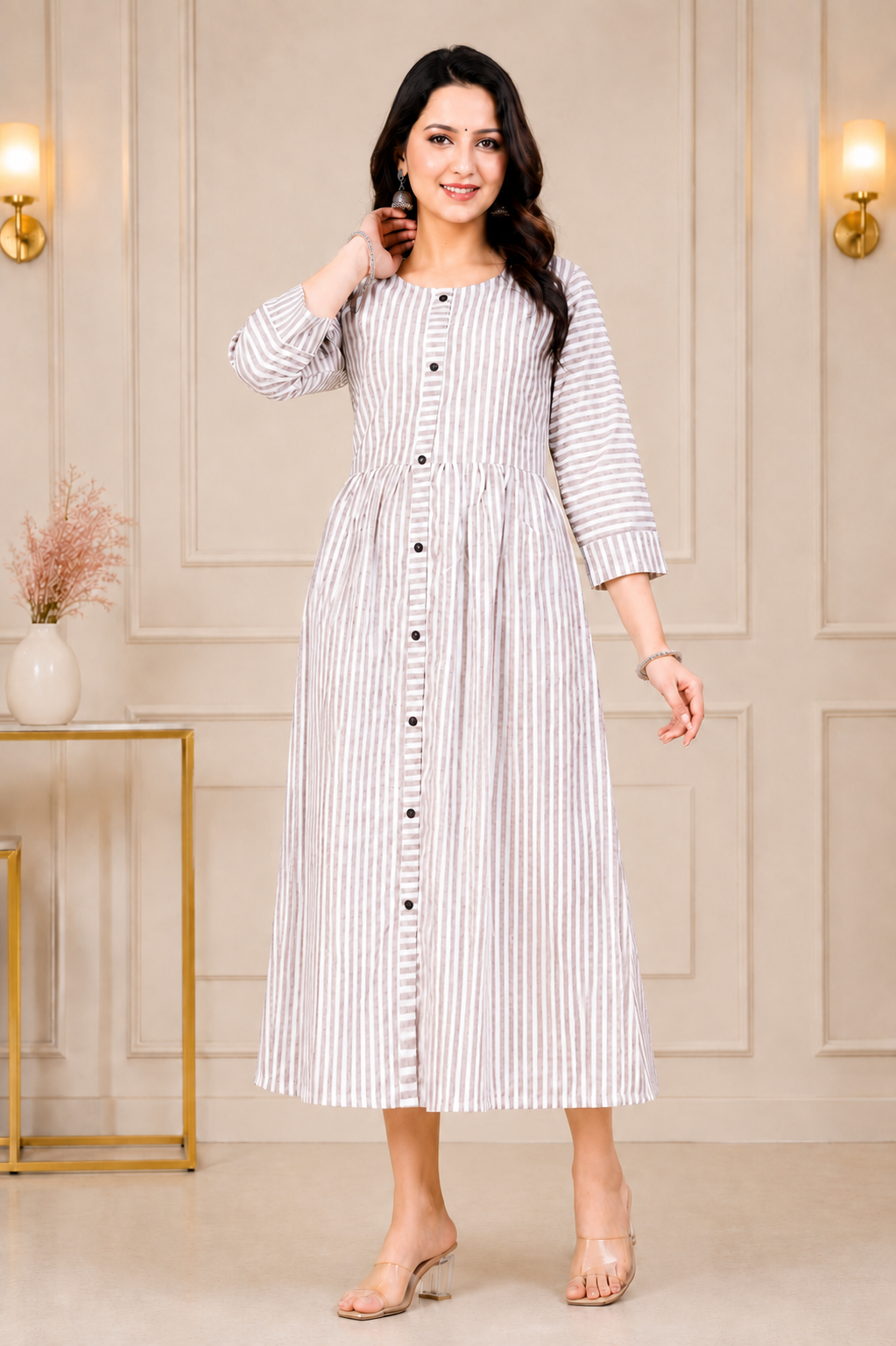 Brown Stripe Maxi Dress