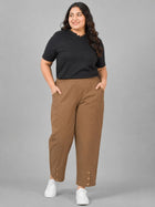 Brown Cotton Straight Cargo Pant