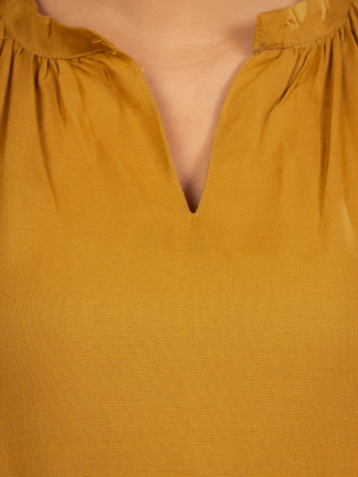 Camel & TealBlue Viscose Gathered Neckline Tops Combo