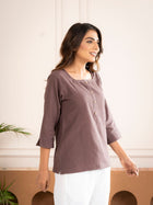 Chocolate Everyday Cotton Square Neck Top