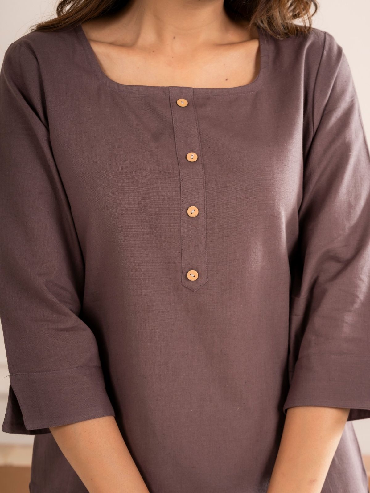 Chocolate Everyday Cotton Square Neck Top