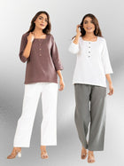 Chocolate & White Everyday Cotton Square Neck Top