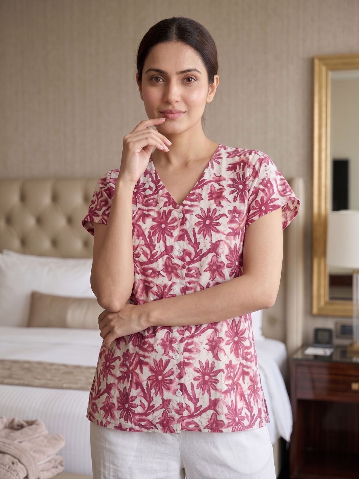 Jaipuri Printed Vneck Shirts CM-006