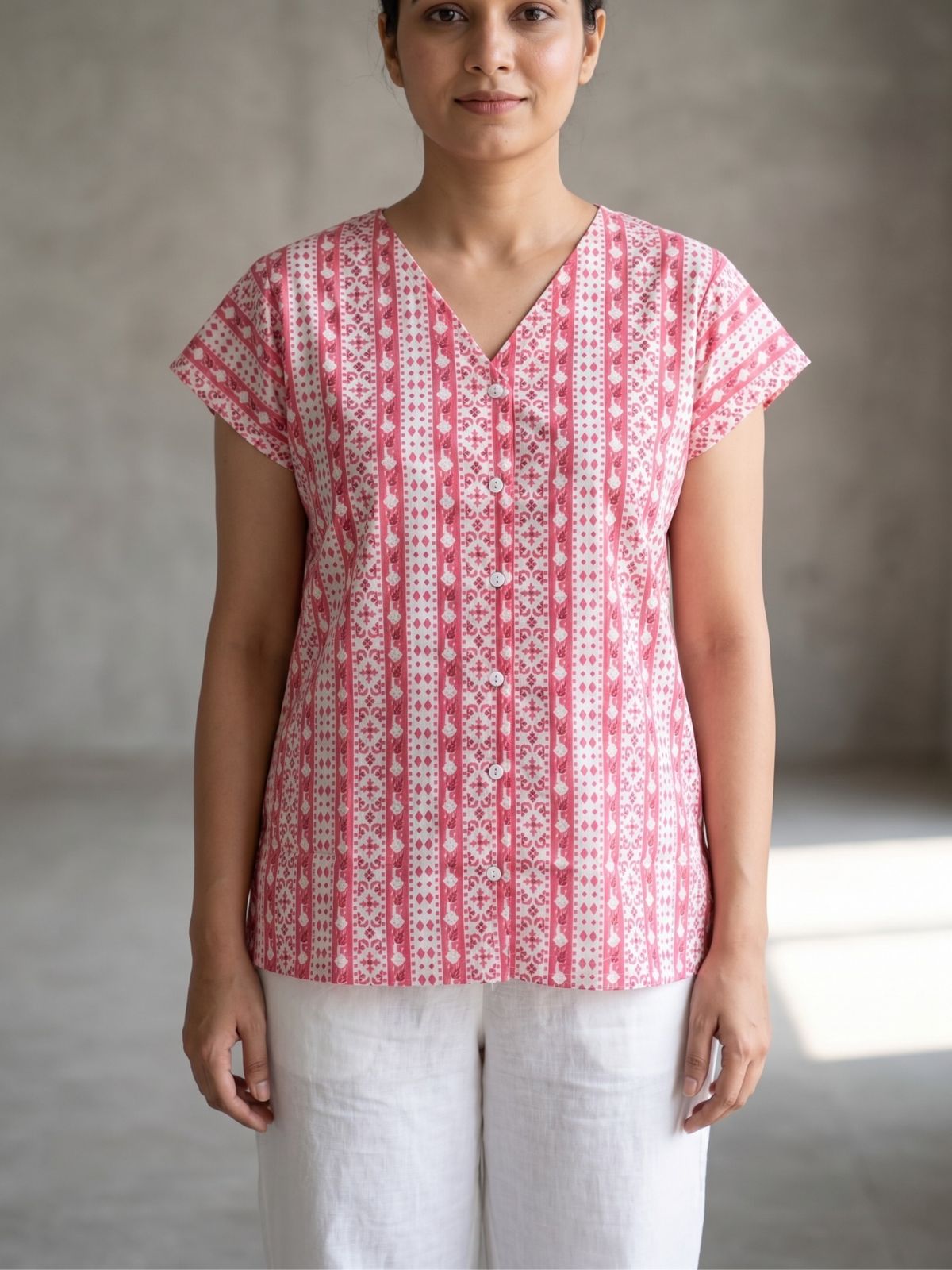 Jaipuri Printed Vneck Shirts CM-019