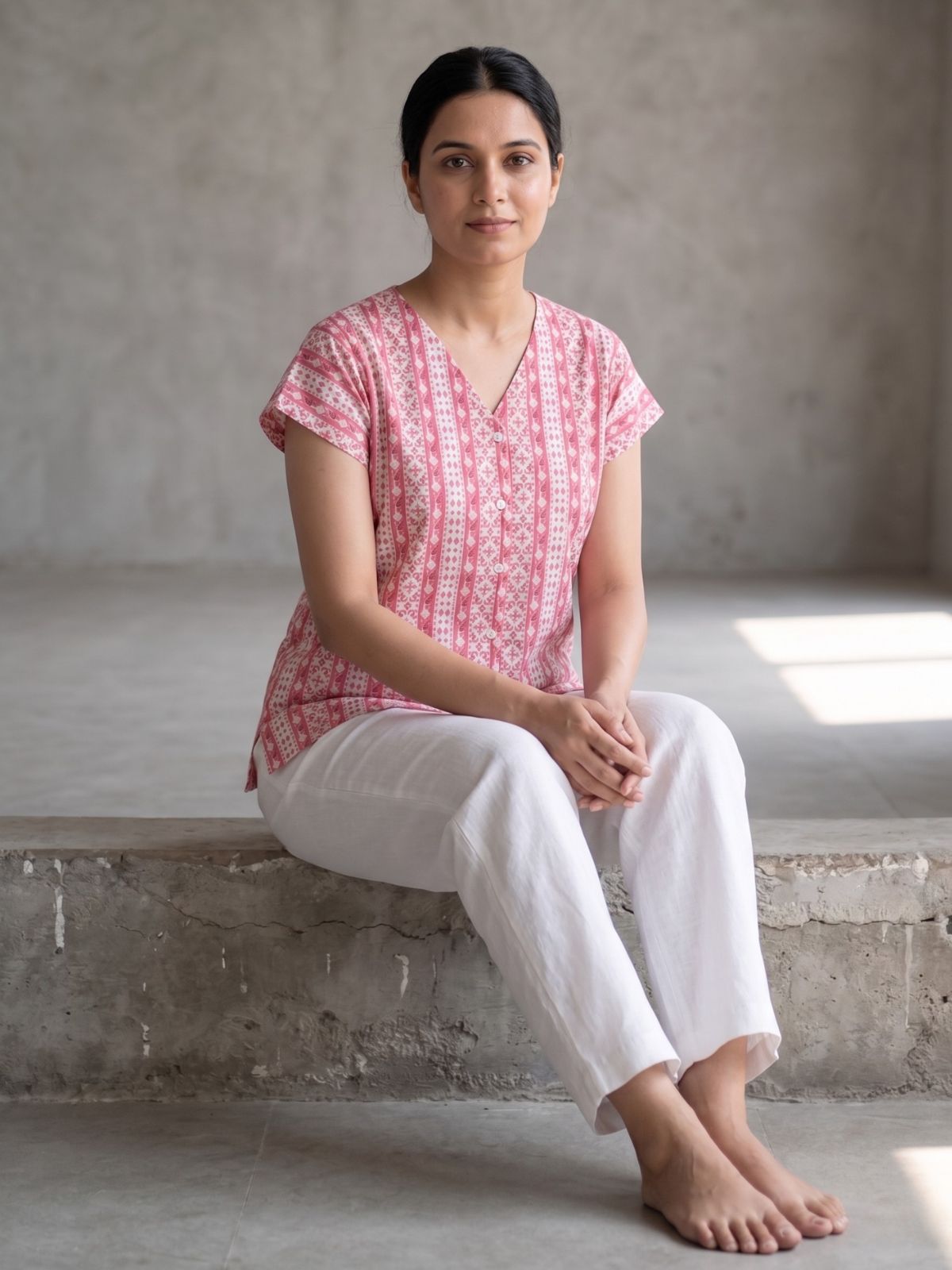 Jaipuri Printed Vneck Shirts CM-019