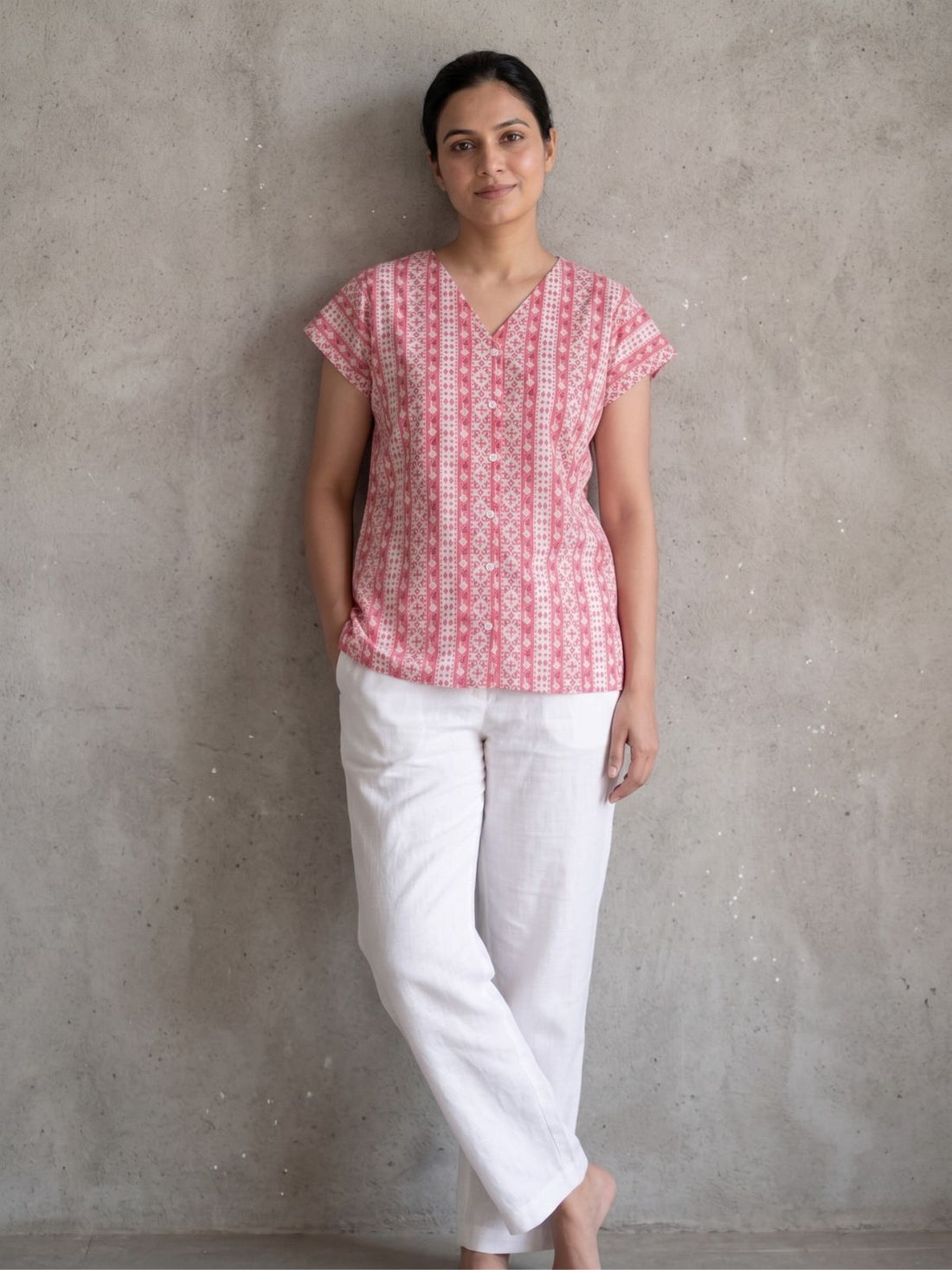 Jaipuri Printed Vneck Shirts CM-019
