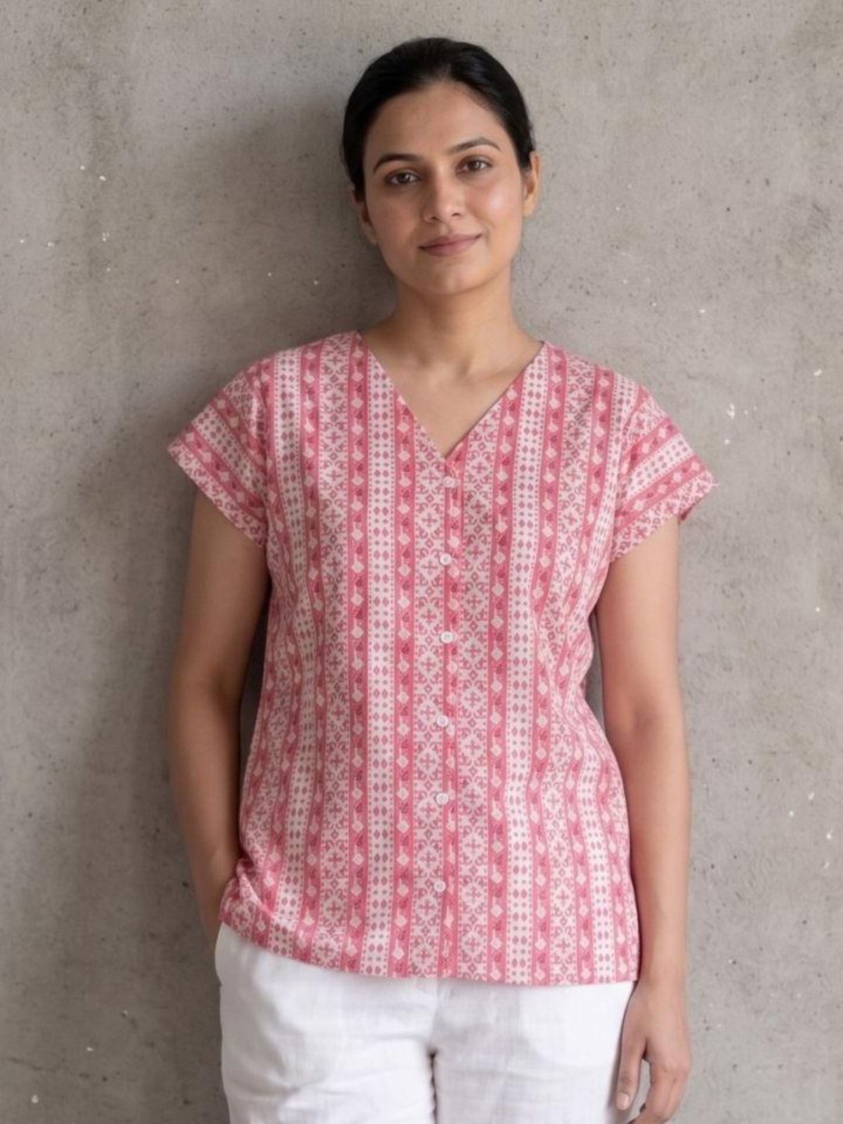 Jaipuri Printed Vneck Shirts CM-019