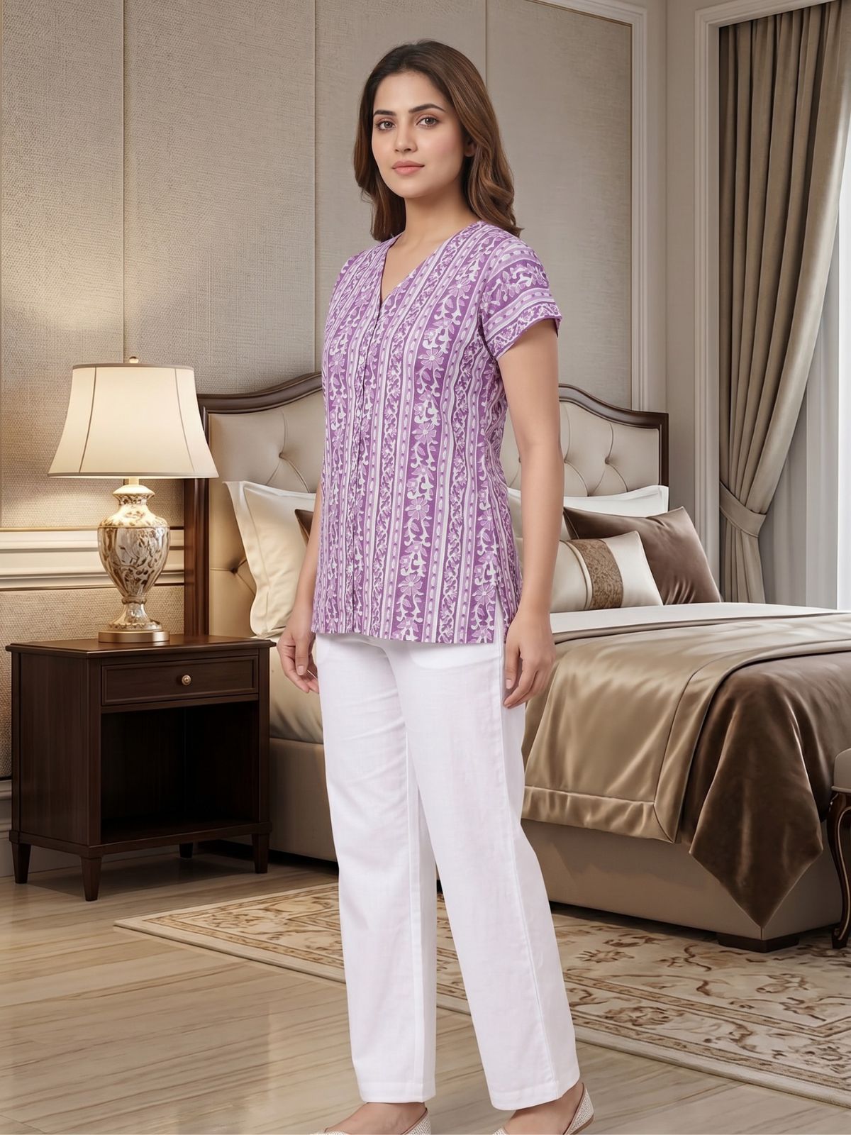 Jaipuri Printed Vneck Shirts CM-022