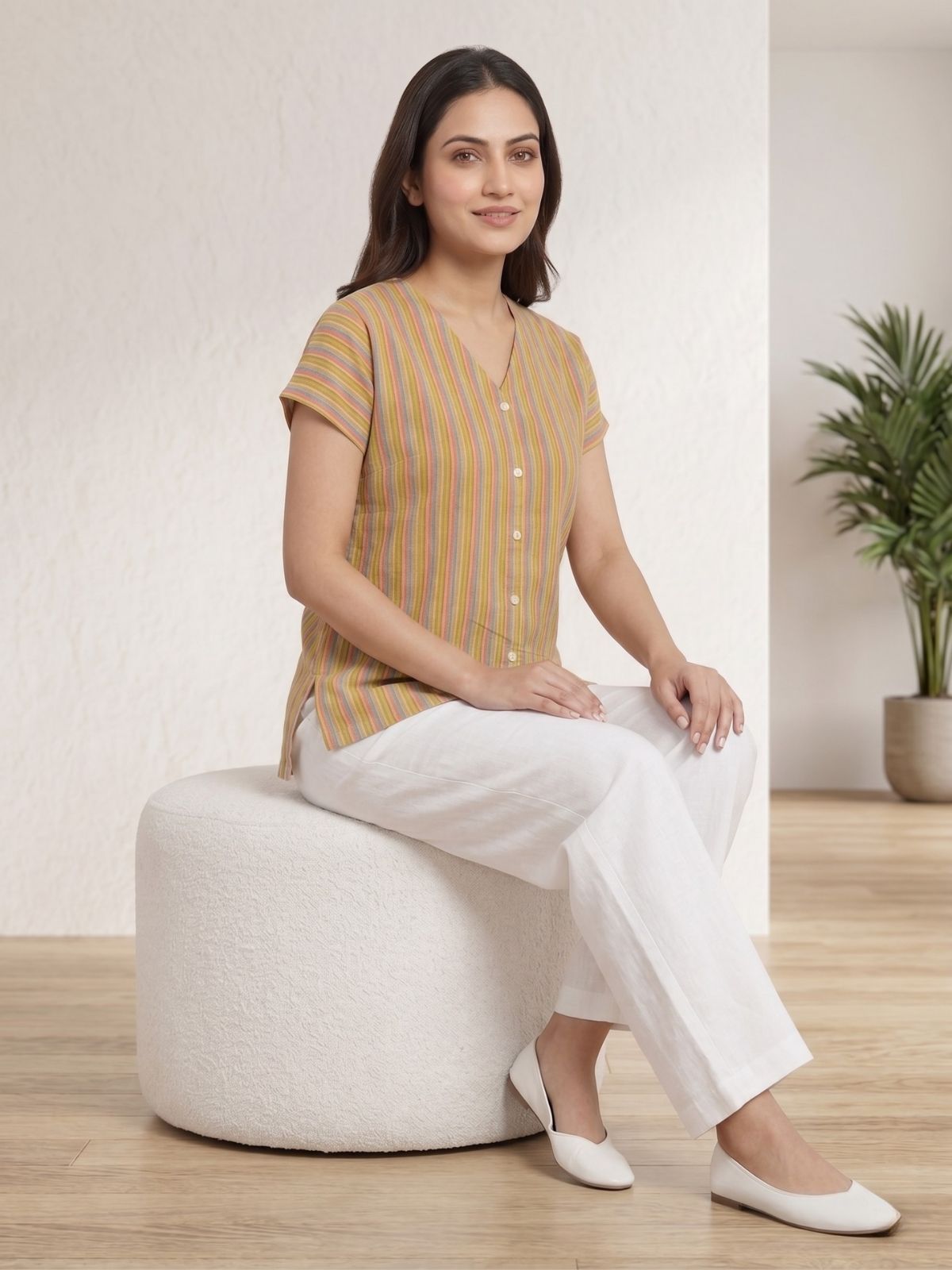 Jaipuri Printed Vneck Shirts CM-024
