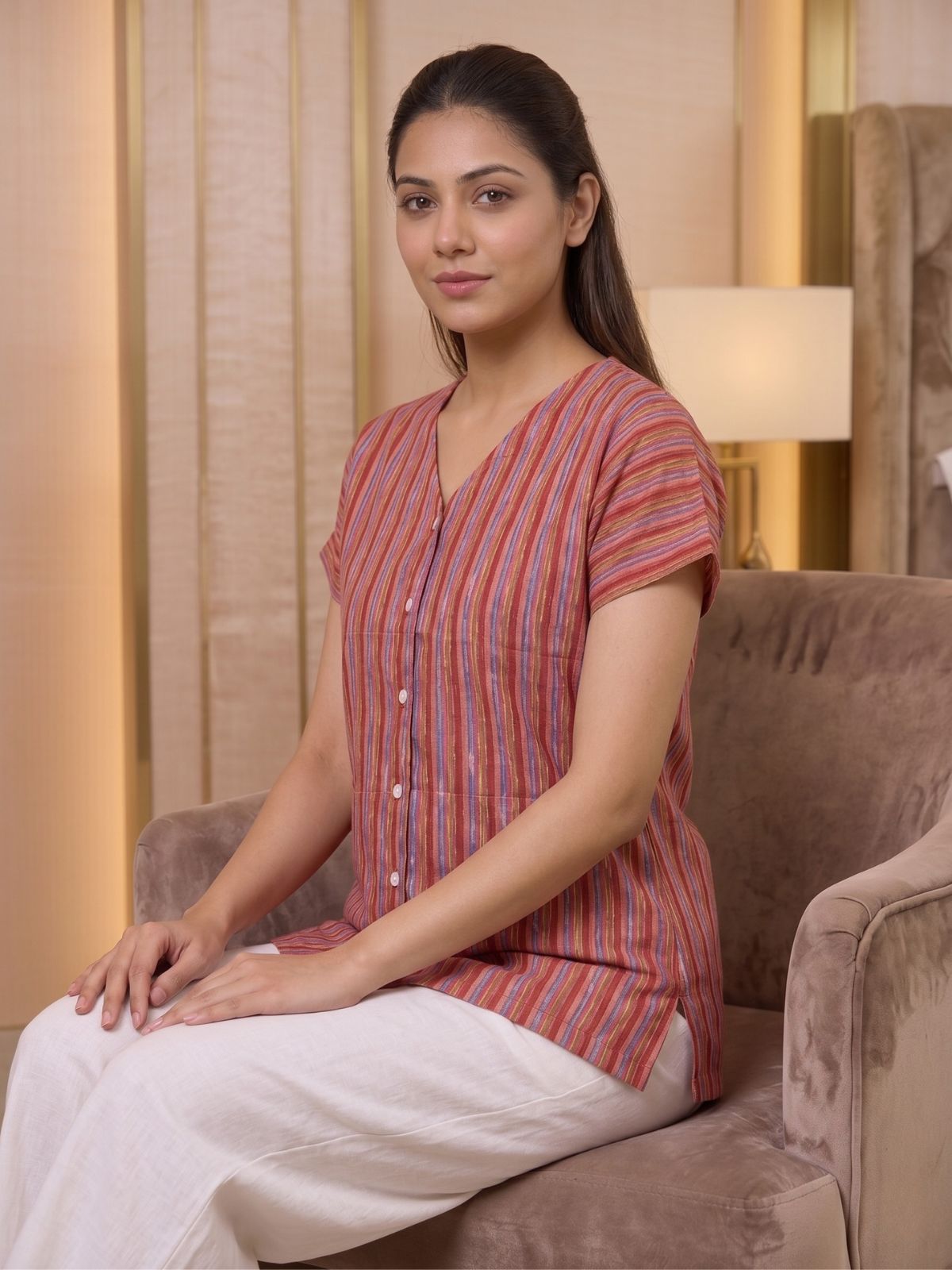 Jaipuri Printed Vneck Shirts CM-027