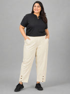 Cream Cotton Straight Cargo Pant