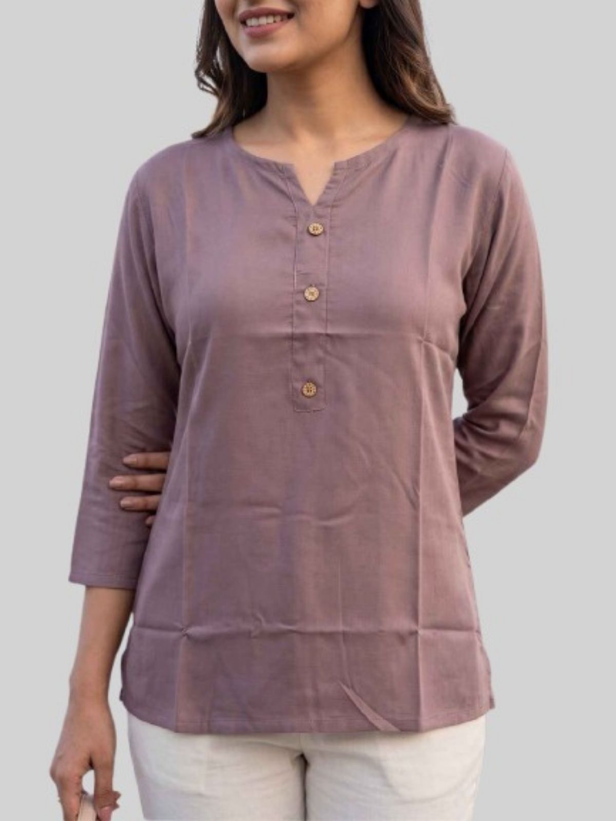 Women Coffee & SeaGreen Rayon Short Kurti