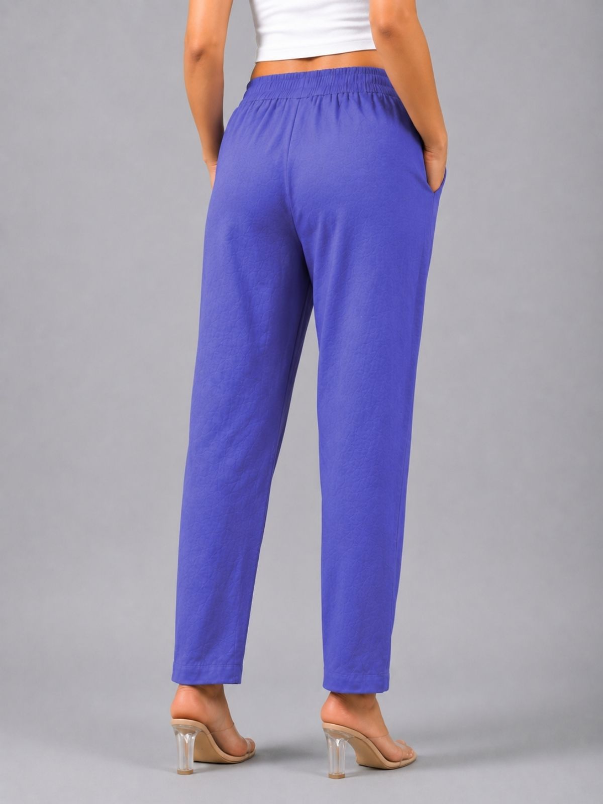 Denimblue & Red Regular Fit Elastic Cotton Trouser Combo