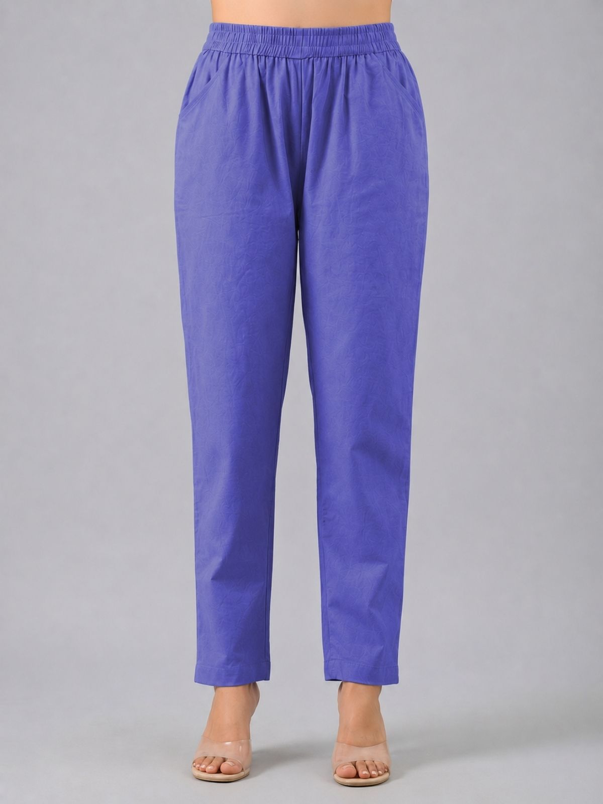 Denimblue & Red Regular Fit Elastic Cotton Trouser Combo