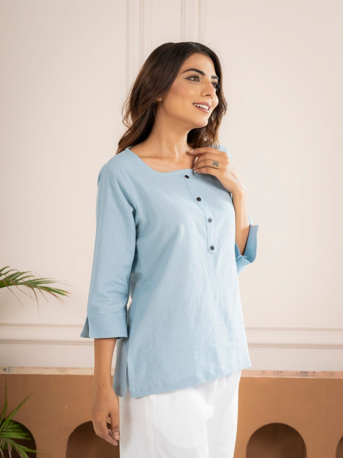 Firozi Everyday Cotton Square Neck Top
