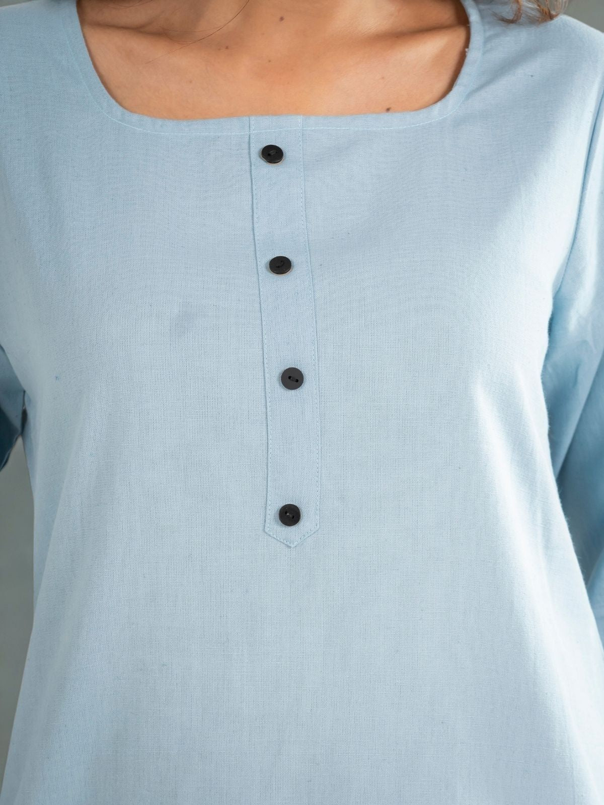 Firozi & White Everyday Cotton Square Neck Top