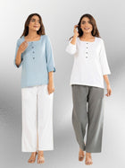 Firozi & White Everyday Cotton Square Neck Top