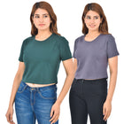 Green & Grey Cotton Hosiery Crop Top Combo