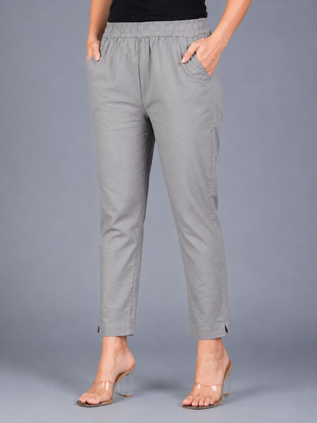 Brown & Grey Regular Fit Elastic Cotton Trouser Combo