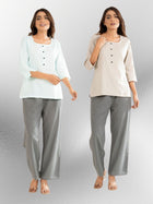 Light Blue & Light Grey  Everyday Cotton Square Neck Top
