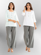 Light Blue & White  Everyday Cotton Square Neck Top