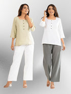 Light Green & White  Everyday Cotton Square Neck Top