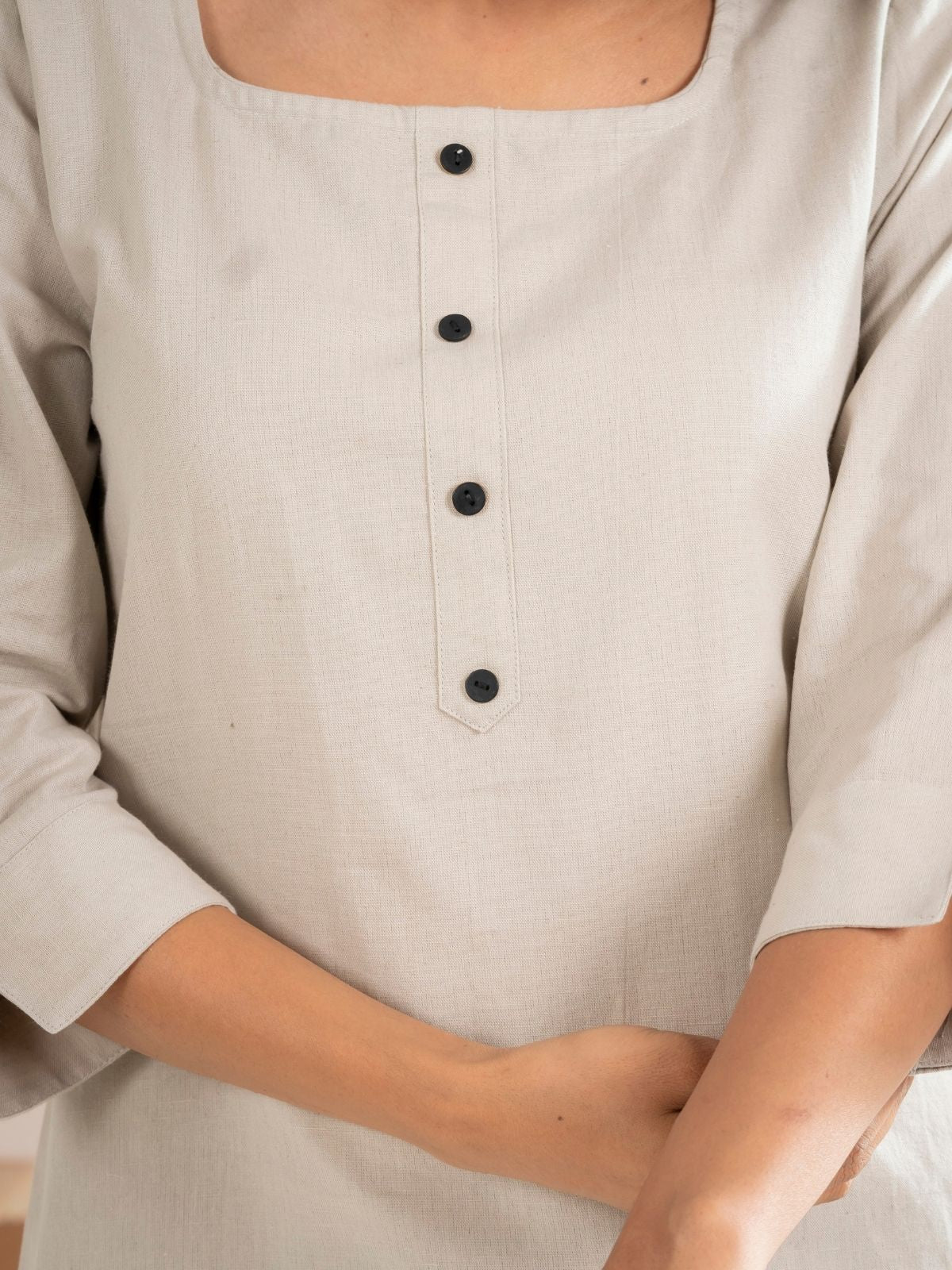 Light Grey Everyday Cotton Square Neck Top