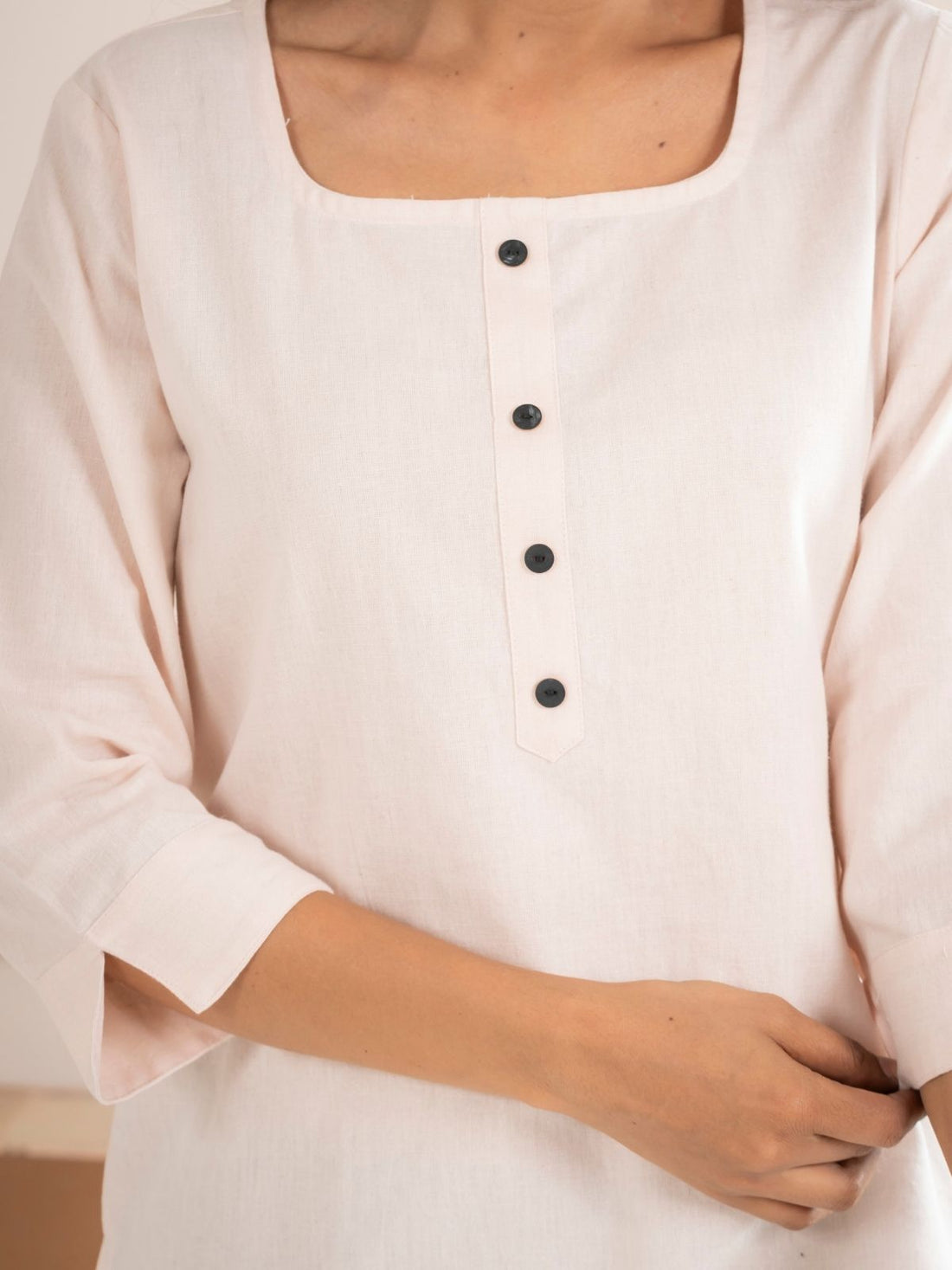 Light Peach Everyday Cotton Square Neck Top
