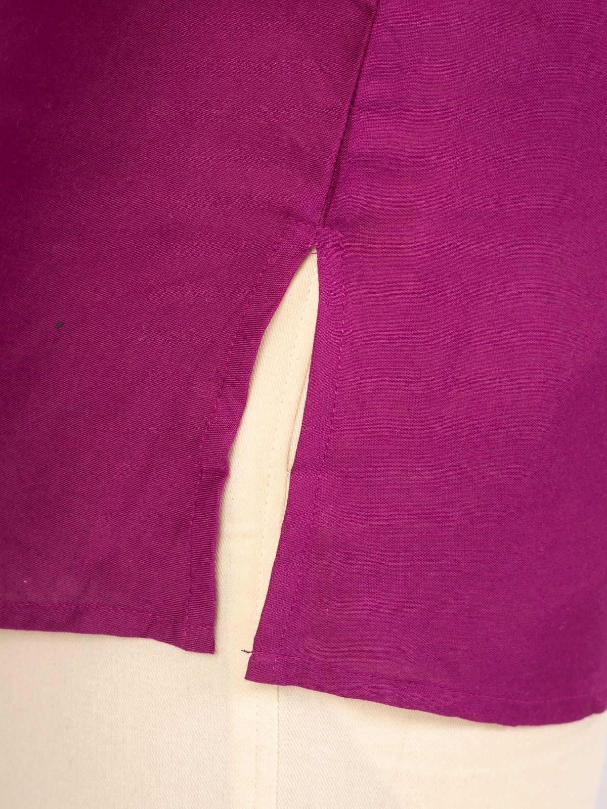 Magenta Viscose Gathered Neckline Tops