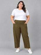 Mehndi Green Cotton Straight Cargo Pant