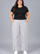 Melange Grey Cotton Straight Cargo Pant