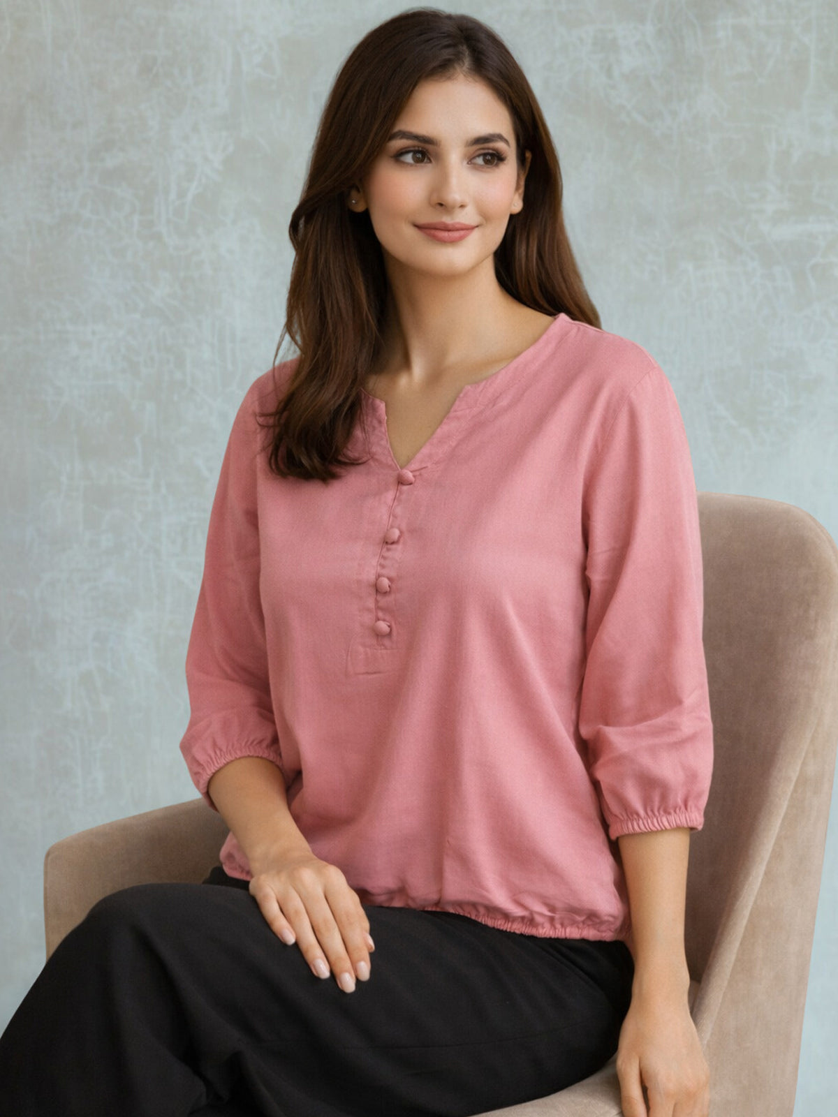 Pack Of 2 Beige and Mauve Pink Viscose Waist-Fit Tops