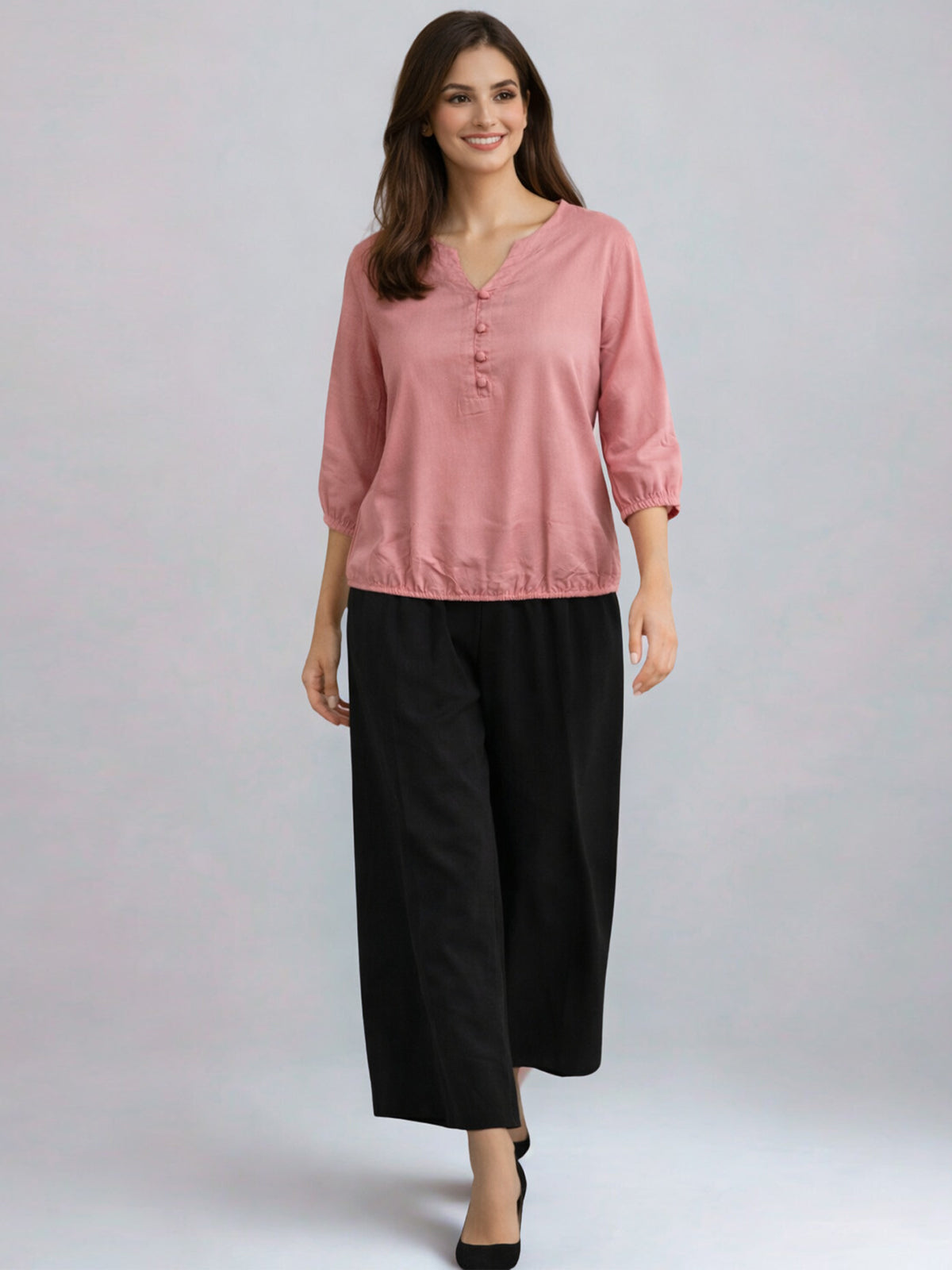 Pack Of 2 Beige and Mauve Pink Viscose Waist-Fit Tops