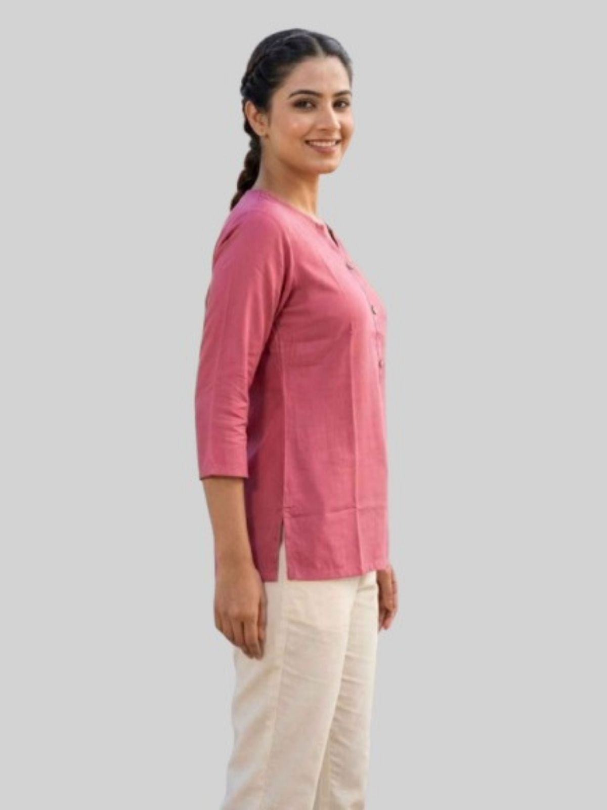 Women Coffee & Peach Rayon Short Kurti