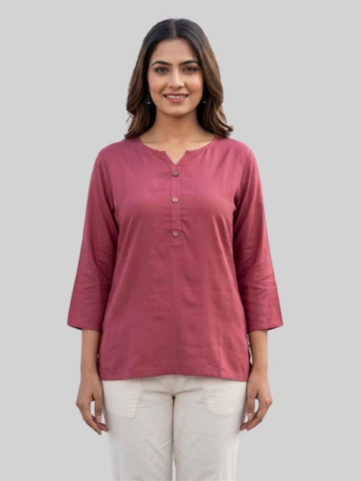 Women Coffee & Peach Rayon Short Kurti