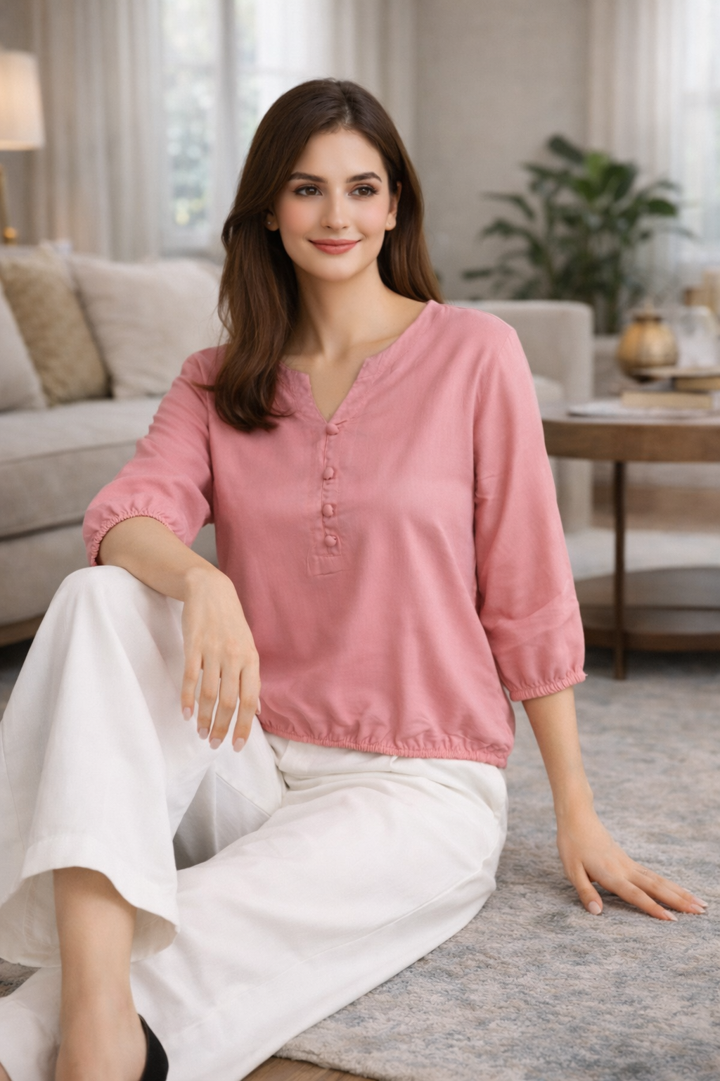 Pack Of 2 MauvePink and Wine Viscose Waist-Fit Tops